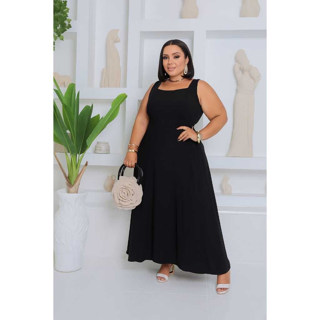 Vestido Feminino Longo Plus Size Liso