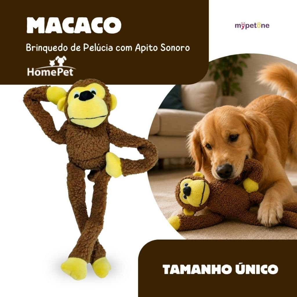 Brinquedo Pelúcia Macaco Apito Sonoro - Tam. Único