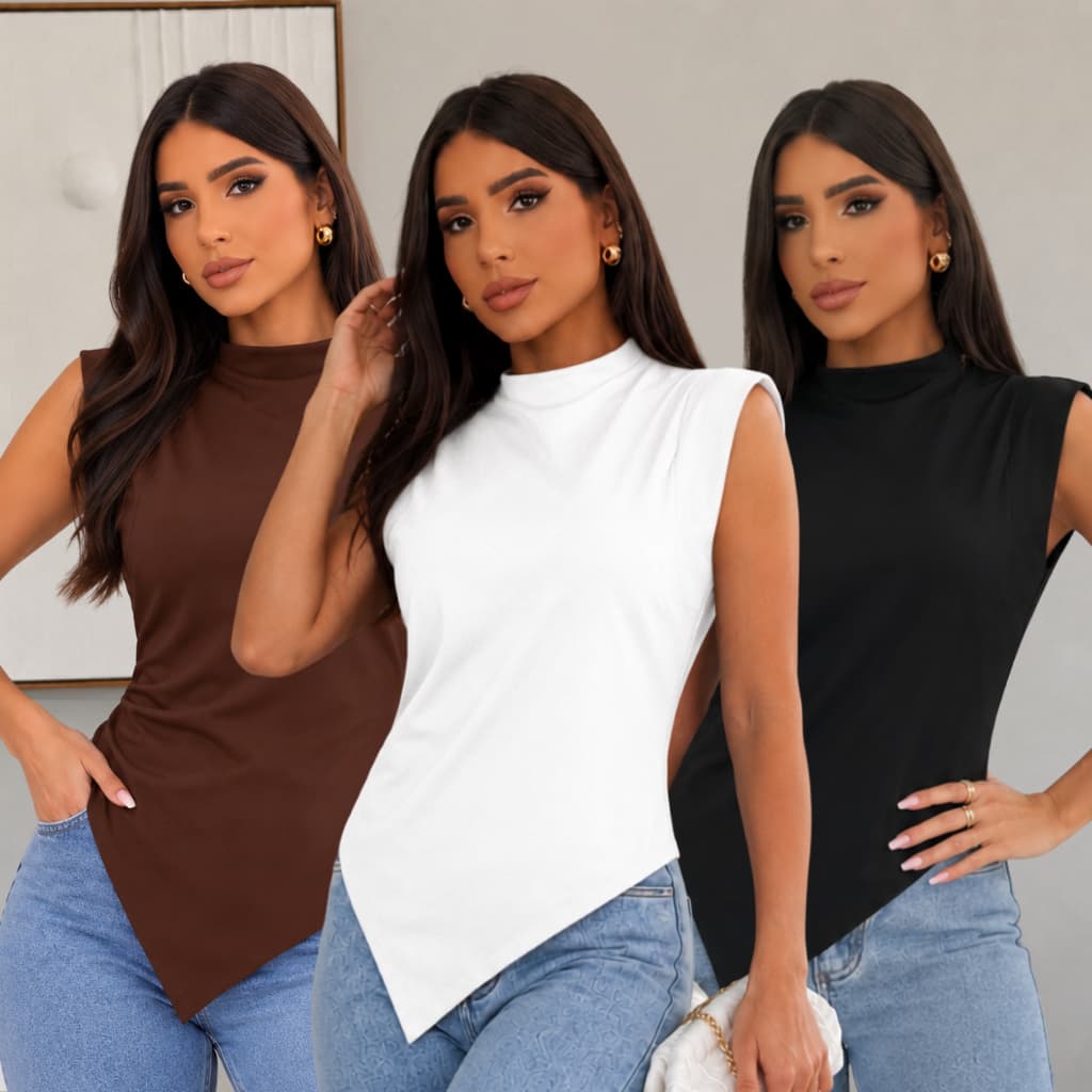 Blusa Feminina Assimétrica Estilosa e Elegante Para Festa e Dia a Dia Passeio Costura Reforçada