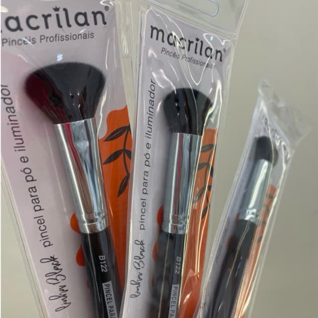 Pincel para Pó e Iluminador Macrilan B122 Profissional Cerdas Macias Maquiagem