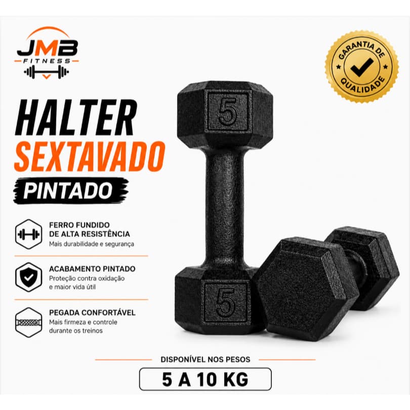 Par Halter Sextavado Pintado Academia Musculação Treino 5kg a 10kg
