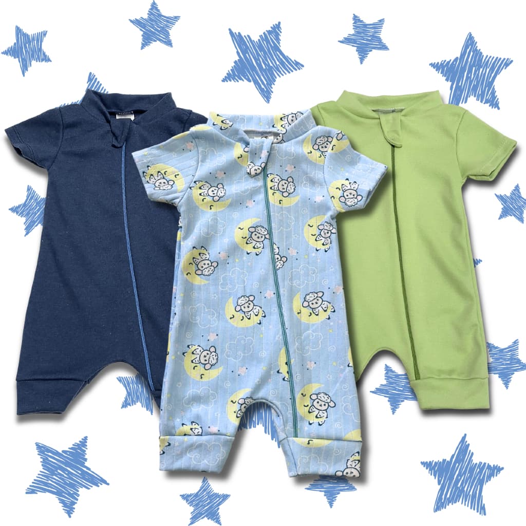 Kit 3 Macacão De Verão Bebe Menino Algodão Passeio Curto