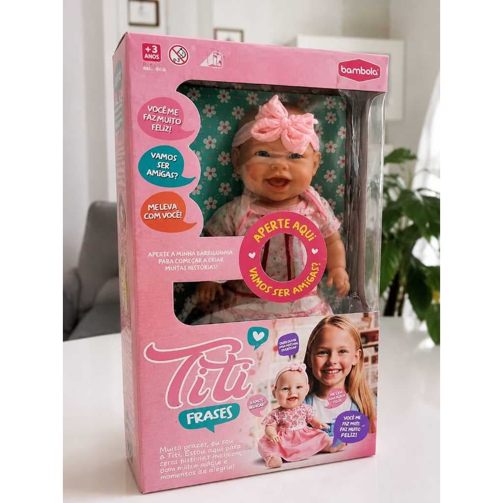 Boneca Titi Frases Interativa 36cm  l Aperte a barriguinha para criar muitas historias l Dia das crianças l Natal