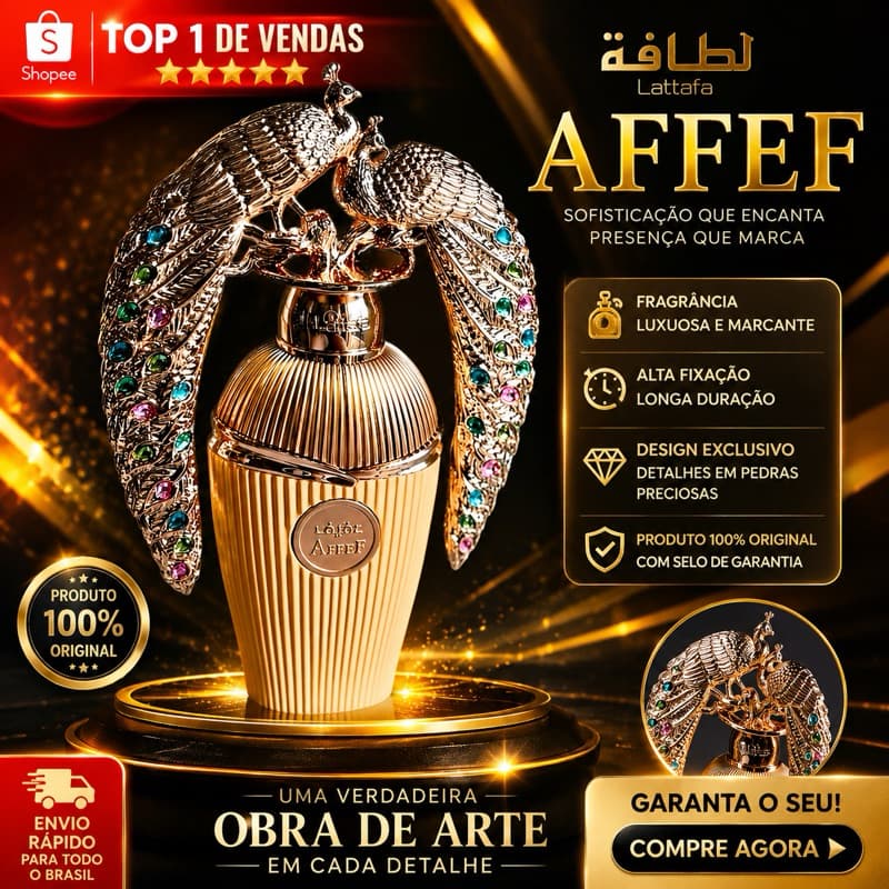 Perfume Árabe Afeef Lattafa 100ml – Elegância Floral com Toques Frutais/ perfume árabe feminino/ perfume do pavão