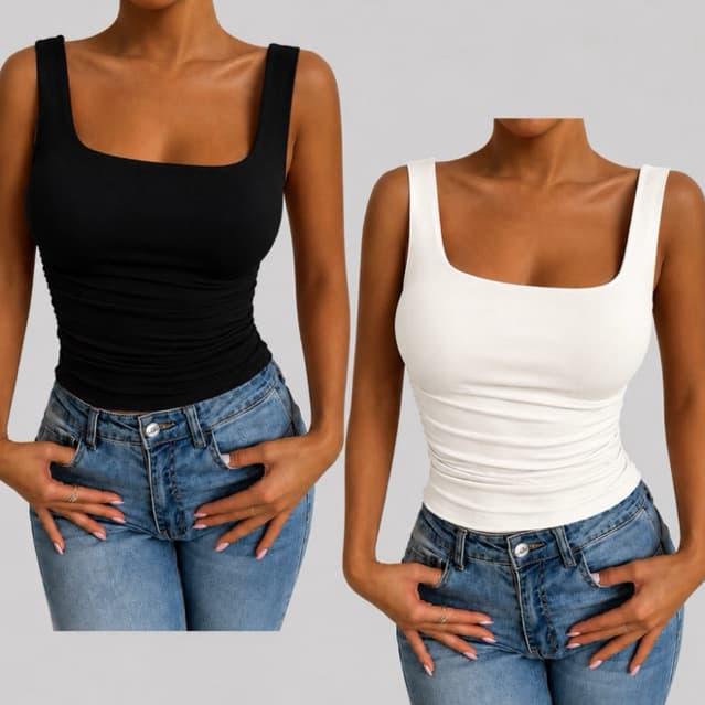 Kit 2 Blusinhas Femininas Regata Básicas Moda Feminina