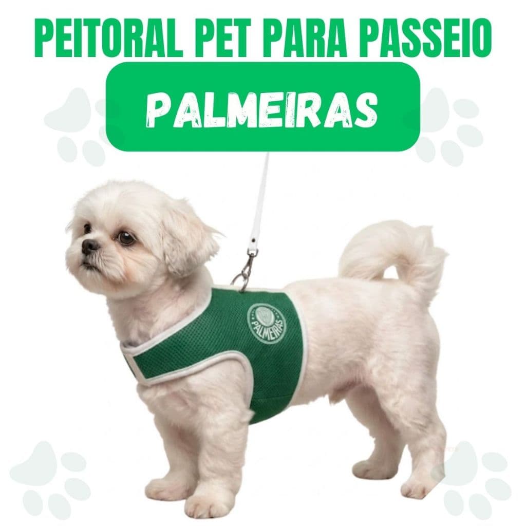 Peitoral time personalizado Palmeiras coleira para cachorros e gatos
