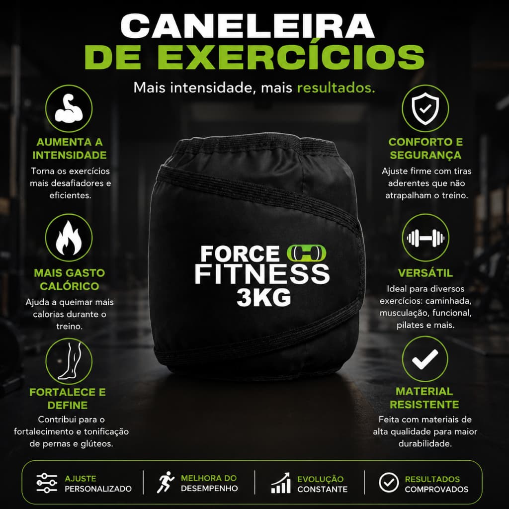 Tornozeleira Caneleira Peso 3kg Par - Preto-ForceFitness
