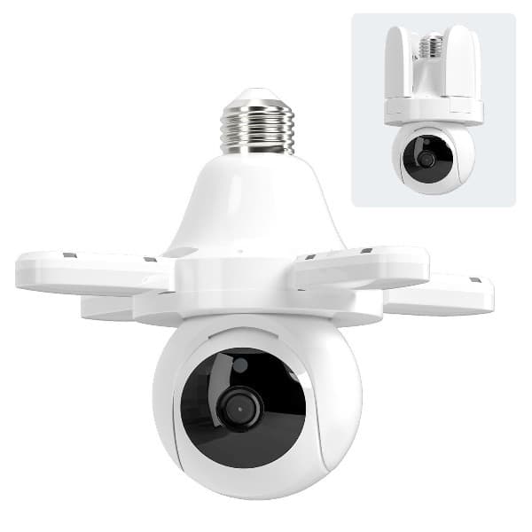 Mini Câmera De Segurança Lâmpada 4life FLN22 3MP WiFi Dual Band E27 Tuya Smart Life Branca