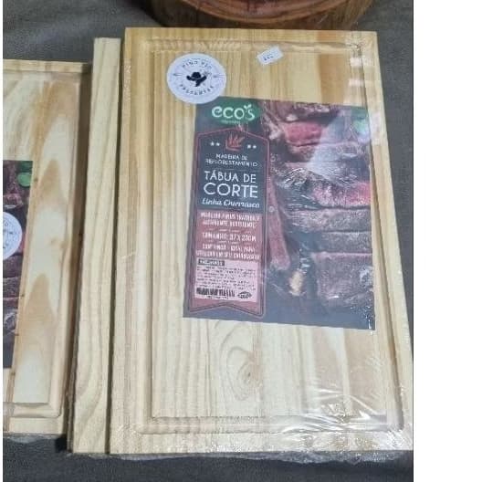 Tabua de corte linha churrasco madeira tratada 37x23 cm com vinco ideal para churrasco