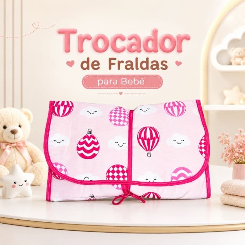 Trocador de fralda impermeável portátil - compacto higiênico com bolso organizador, varias estampas