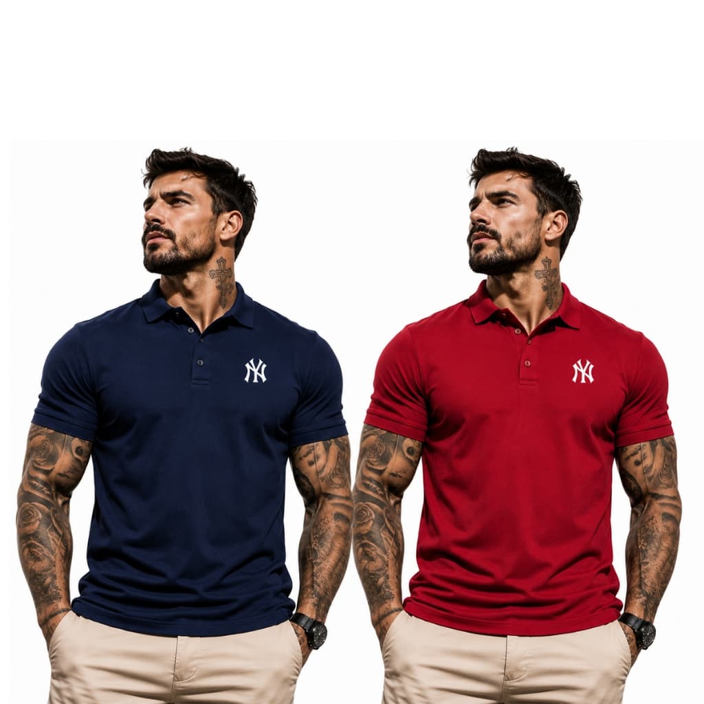 Camisa Polo Masculina Esportiva New York Malha Piquet Casual