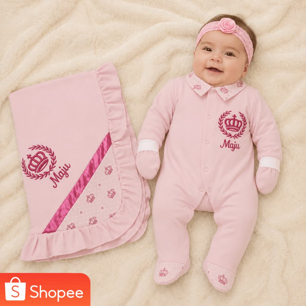 Saída de Maternidade Personalizada com Nome – Kit Bebê Recém-Nascido Masculino e Feminino - CM BABY