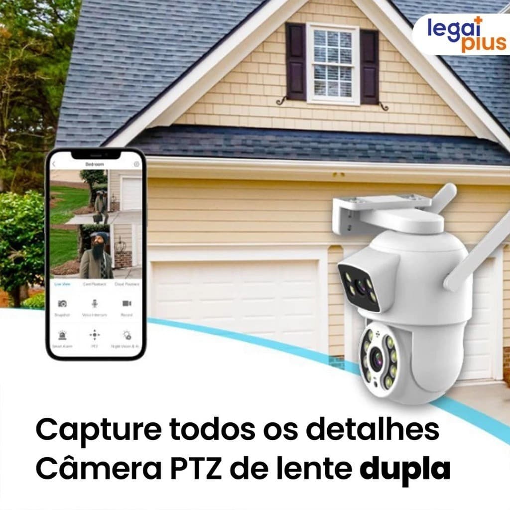 Câmera De Segurança a Prova de água Lente Dupla APP ICSEE IP66 Camera IP WiFi 360