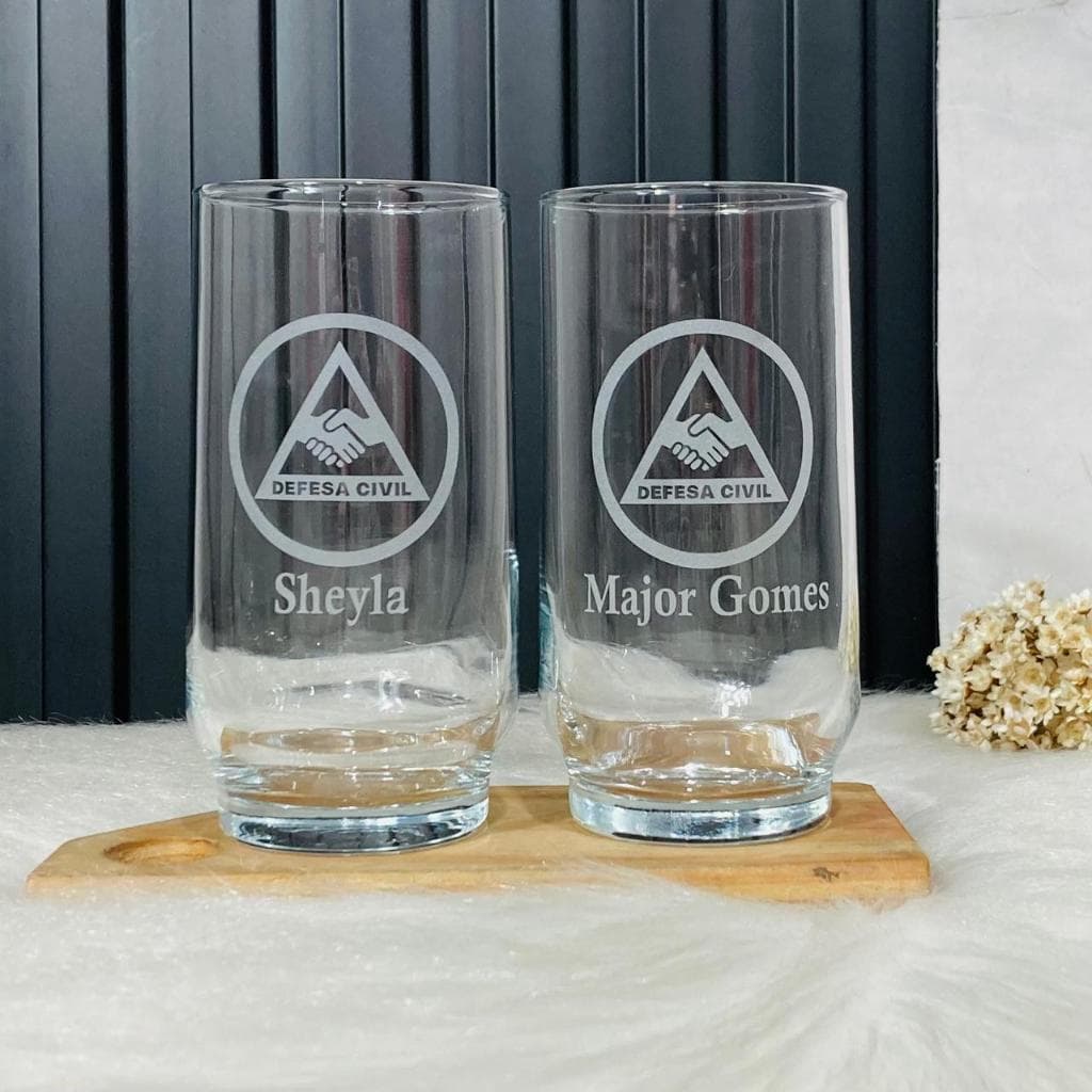 2 Copos Vidro Lights para Água Personalizado com sua Arte/Logo