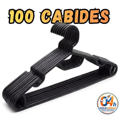 Kit 100 Cabides Adulto 39cm – Organização Premium e Durabilidade