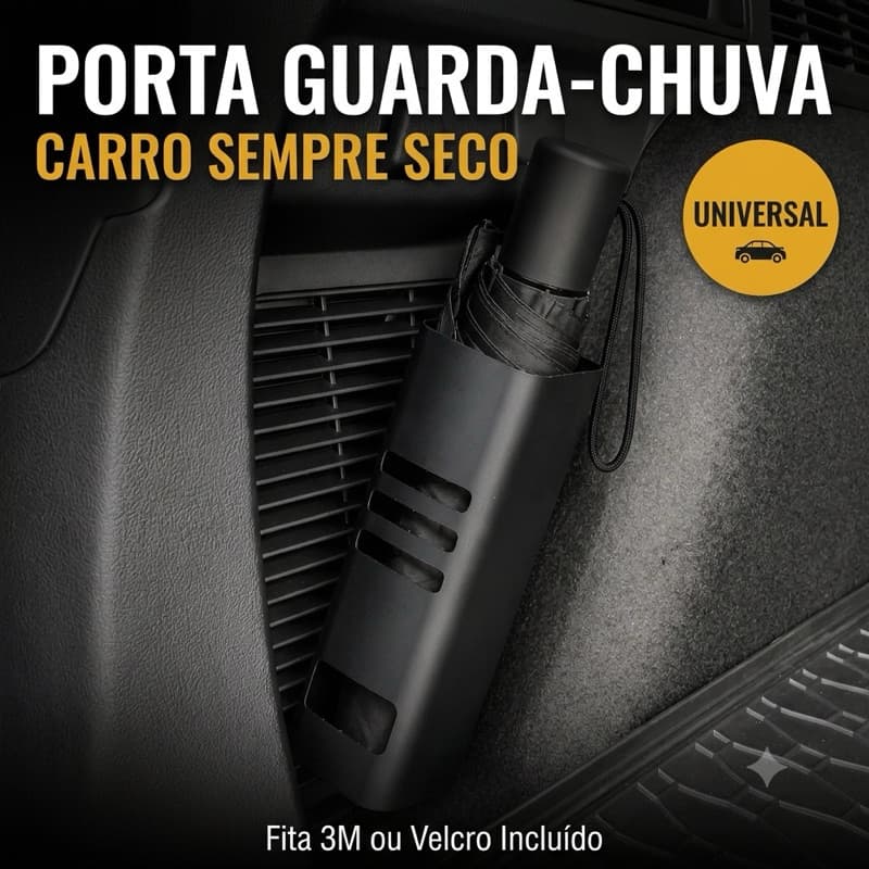 Porta Guarda-Chuva para Carro Universal – Fita Dupla Face ou Velcro – Organizador Automotivo