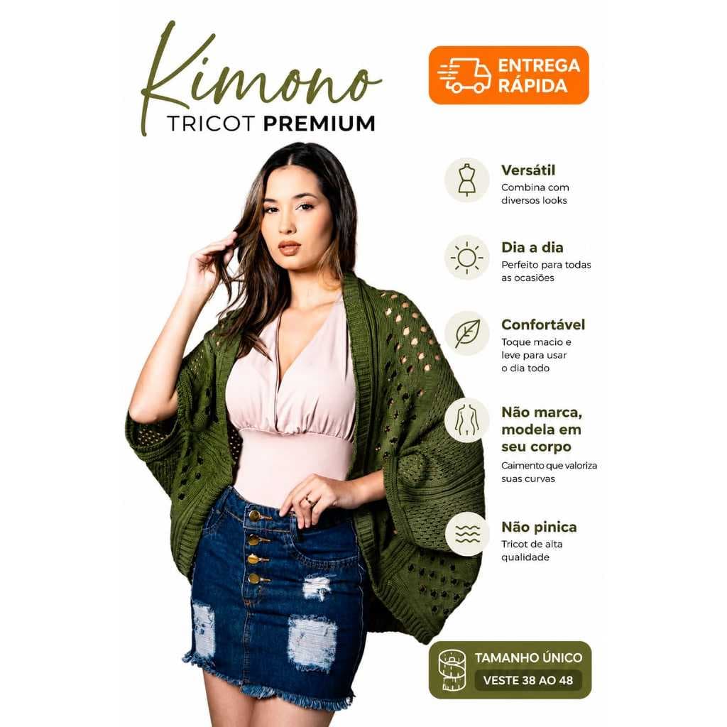KIMONO CAPA LUXO TRICOT CASACO CROCHE CARDIGAN INVERNO FEMININO RENDADO  MODA INSTAGRAM ELEGANTE PREMIUM  PLUS SIZE