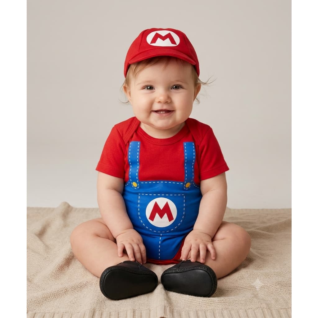 Body Bebe Temático Mêsversario Super Mario Bros - 100% Algodão