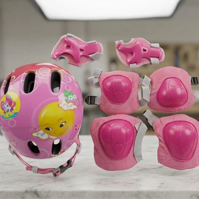 Kit Proteção Infantil Capacete Joelheira Cotoveleira Bike
