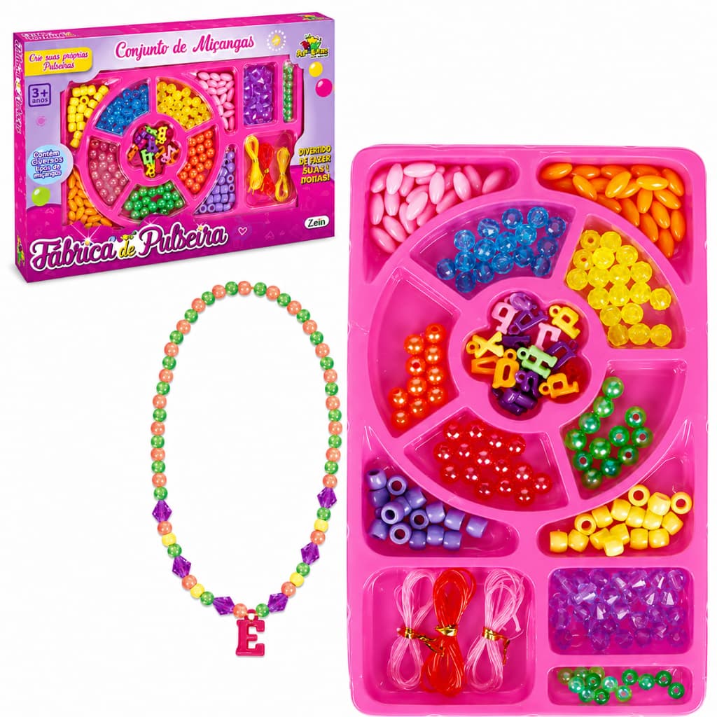Brinquedo Fábrica de Pulseiras Miçangas Com Charms e Acessórios Coloridos