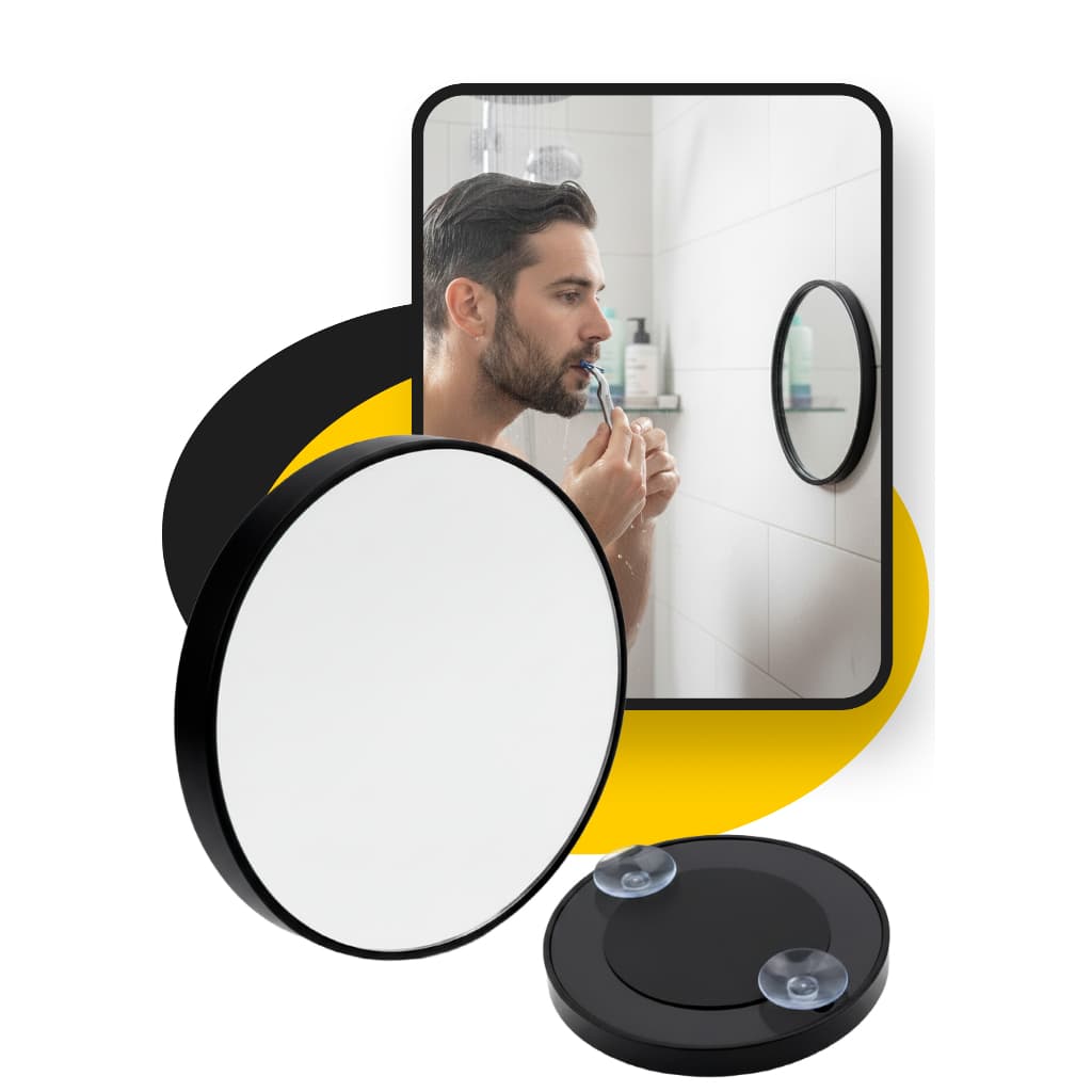 Espelho Para Fazer Barba No Banho Com Ventosa Box Aumento 5x com 14 cm