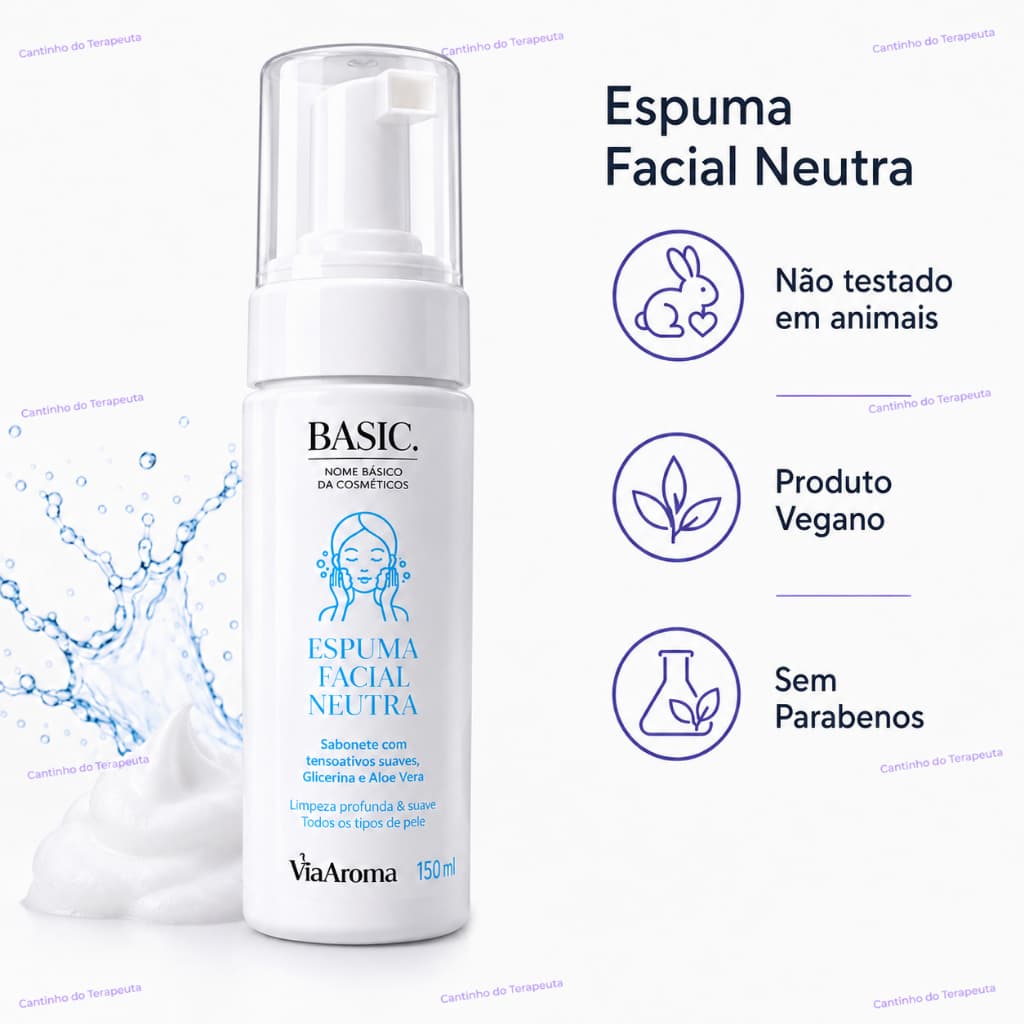 Espuma Facial Neutra Basic Via Aroma 150ml Sabonete Facial Limpeza Pele