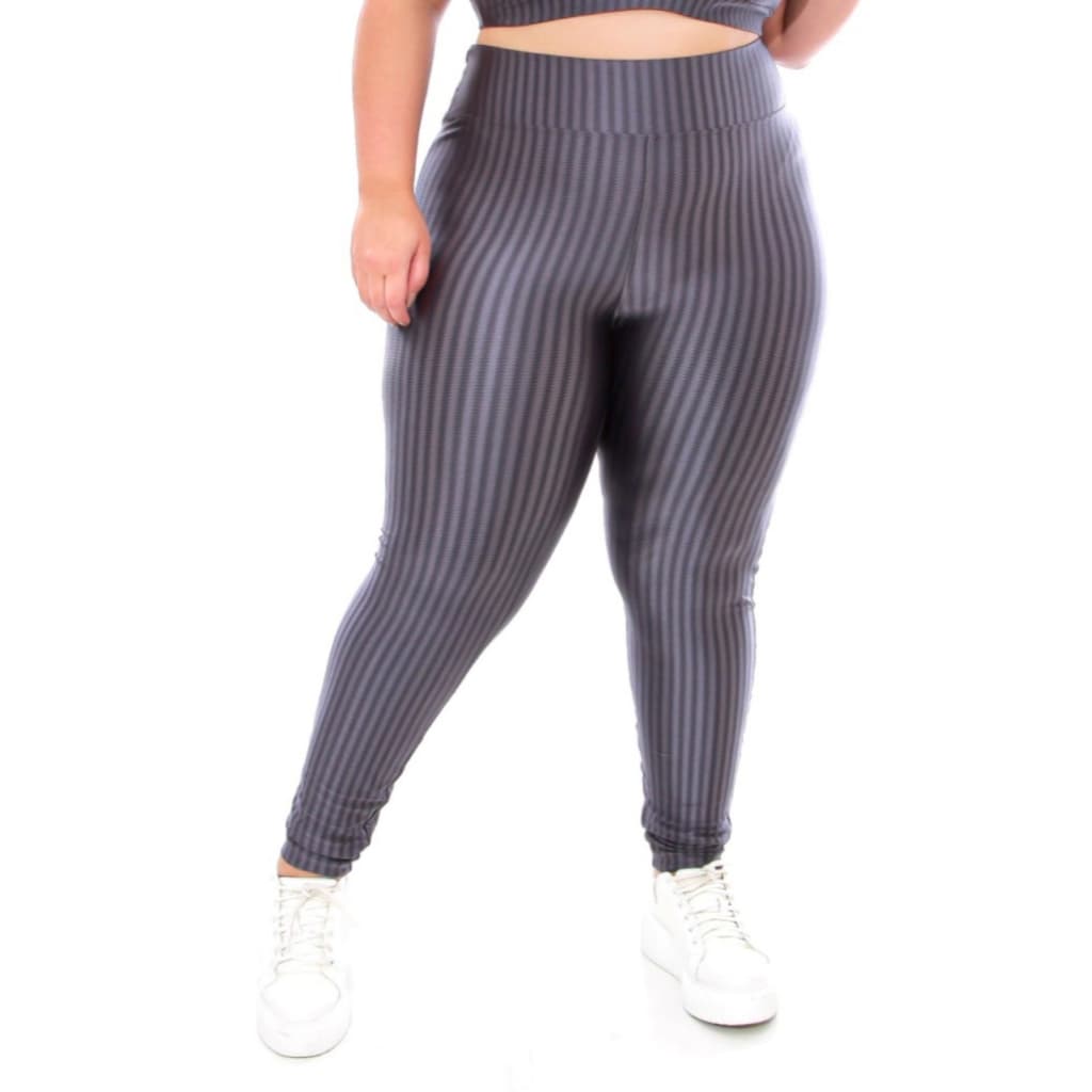 Calça Legguing Poliamida 3D Plus Size Cintura Bem Alta
