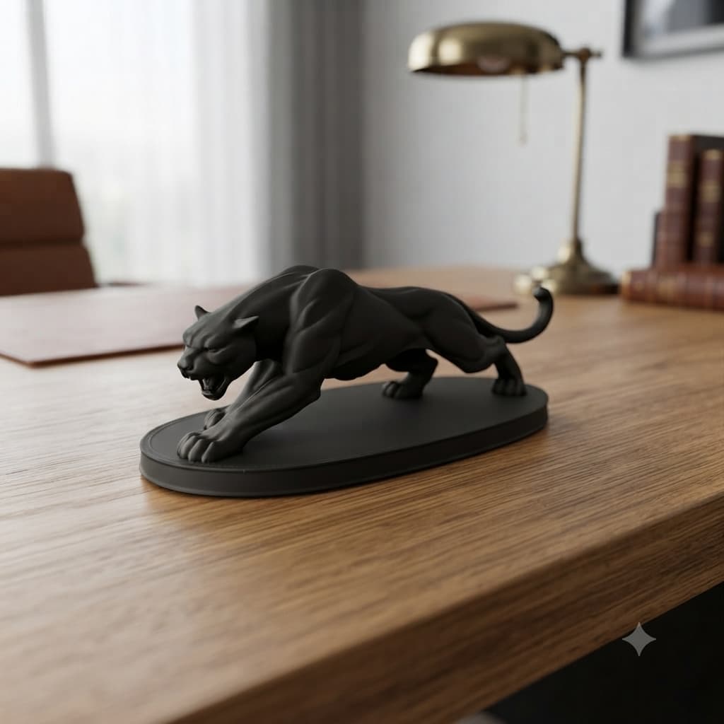 Estátua Decorativa de Puma Escultura Animal Minimalista de Mesa Sala Escritório Quarto