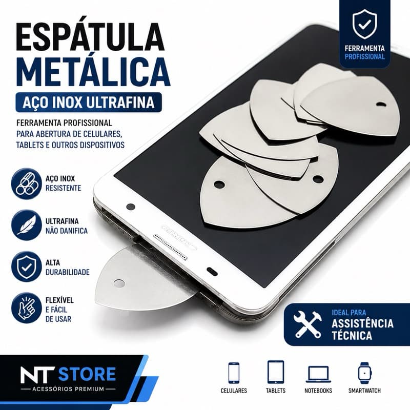 Espátula Metálica Aço Inox Para Abrir Celular iPhone Samsung Xiaomi Palheta Desmontagem Tela Tablet