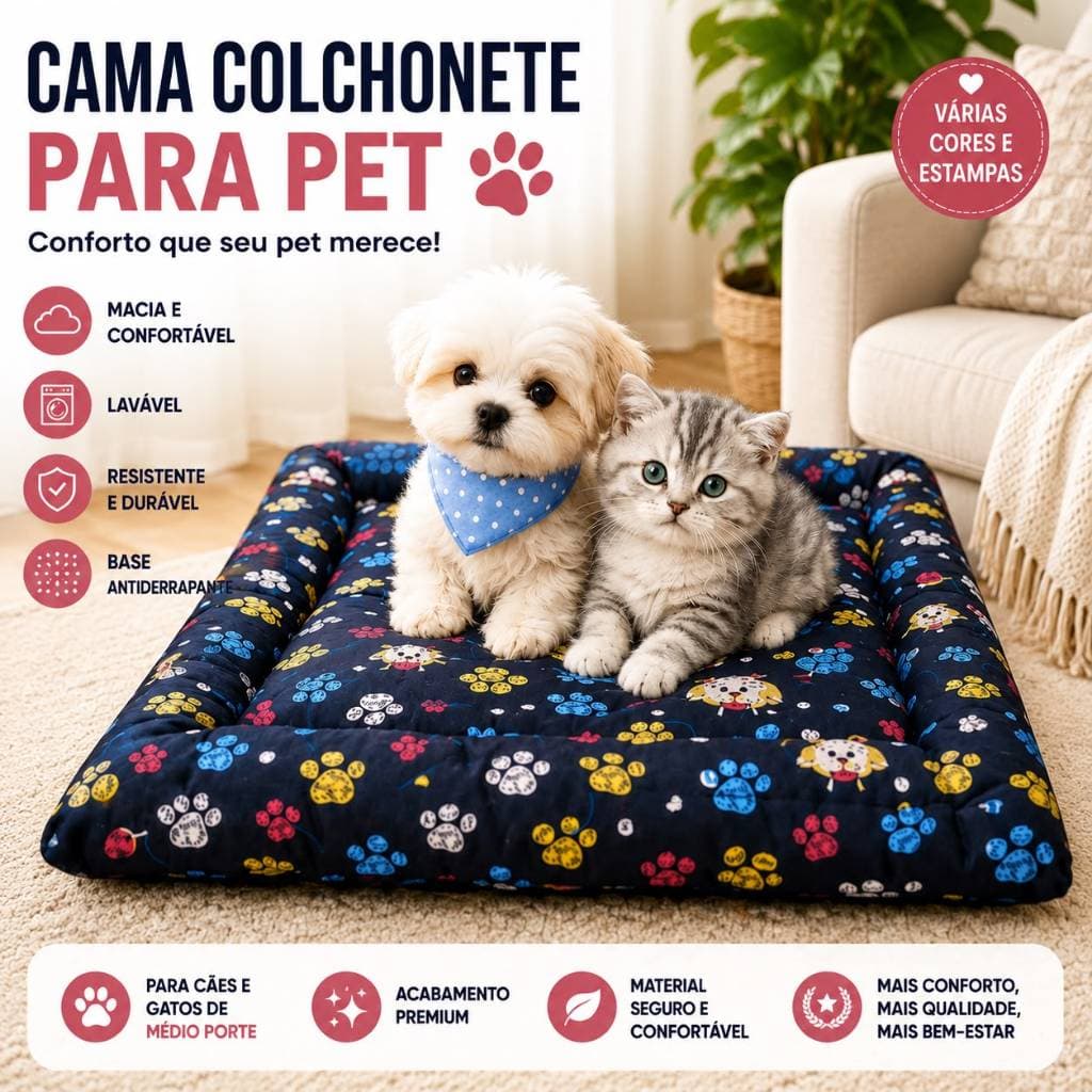 Caminha Colchonete Pet Gato e Cães Varias Cores Promoção Decoração tamanho P e G