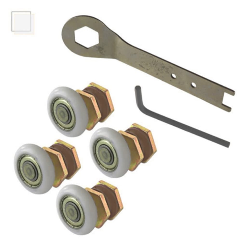 Kit 4 Roldanas Para Box de Vidro de 8 mm + 2 Chaves (1 Allen + 1 Regulagem)