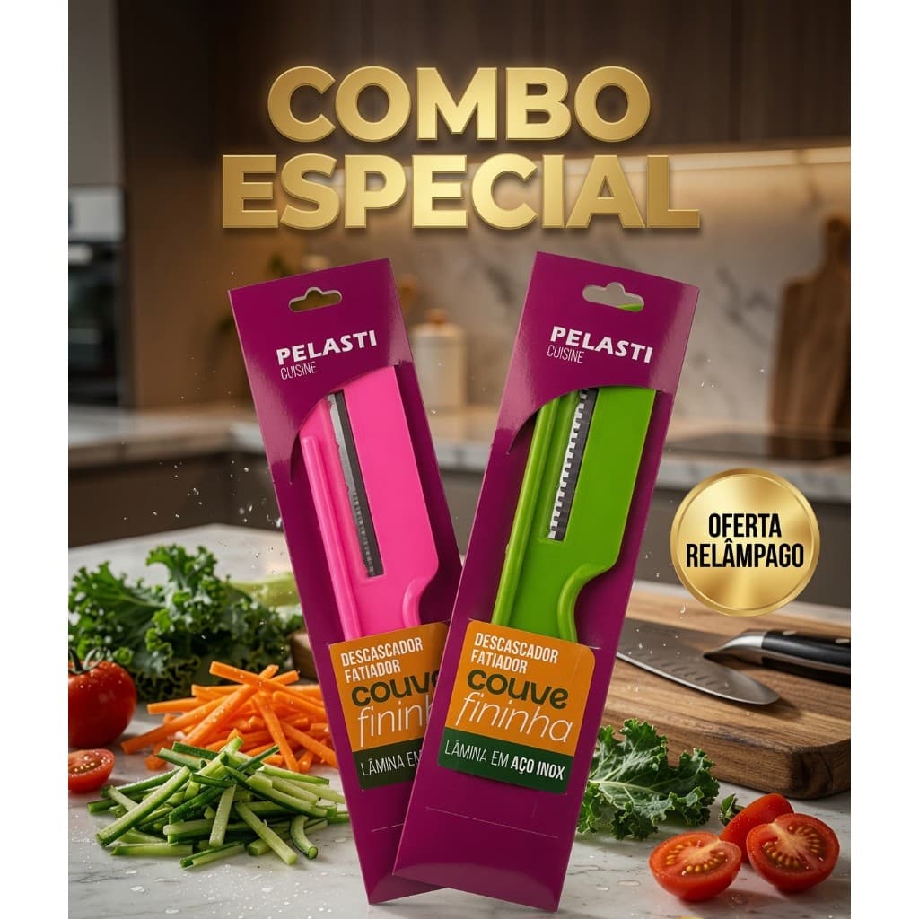 Combo 2 Fatiador De Couve Fininha Legumes Profissional Aço Inox Cortador De Verduras Prático Pelasti