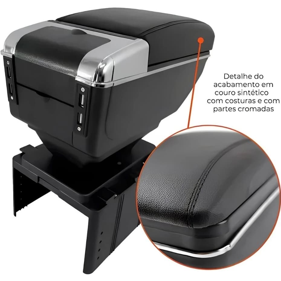 Console  central Apoio de Braço Universal Com 7 Entrada Usb Porta Copo regulavel
