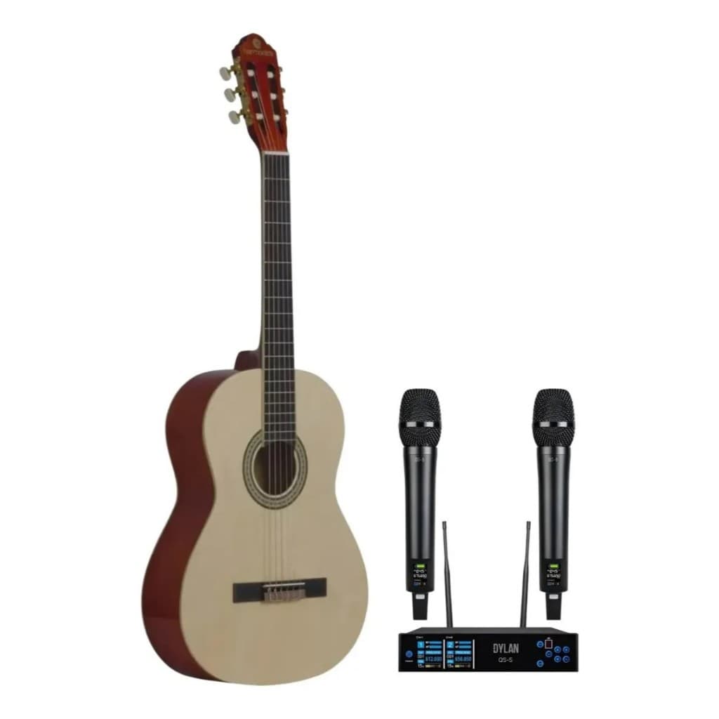 Kit Violão Acústico Harmonics Gna111 Com  Microfone Uhf Dylan Qs-5