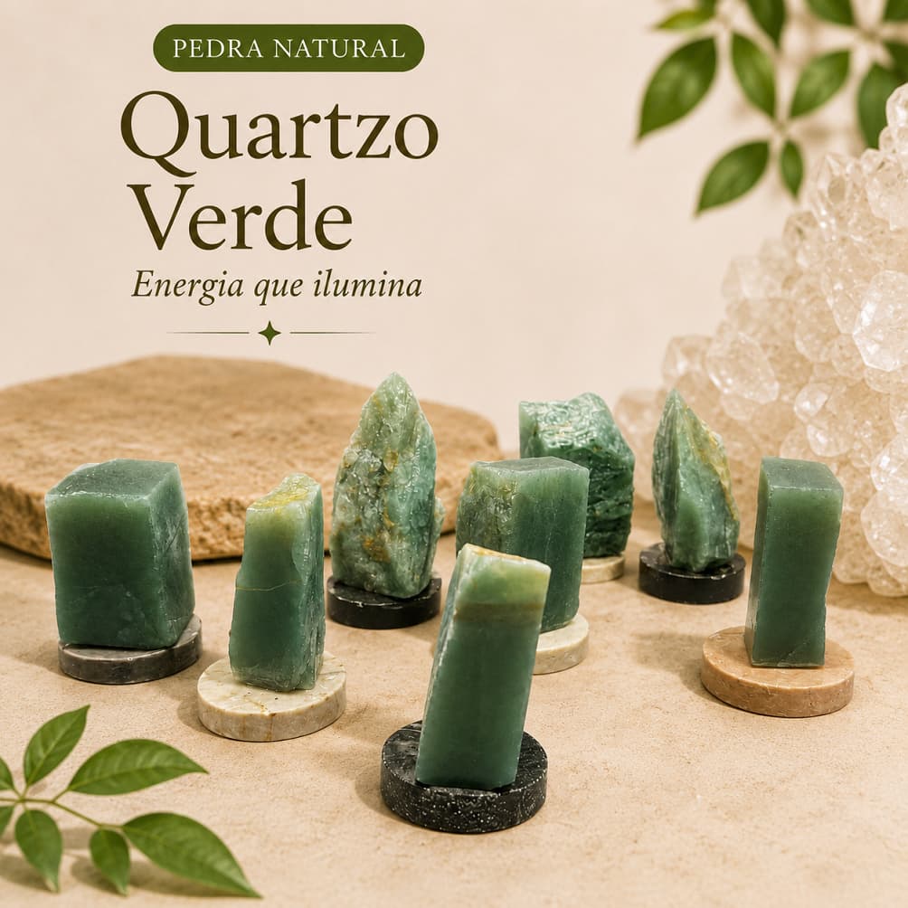 Quartzo Verde Na base Natural Bruto Pedra da Saude Proteção Paz Limpeza Energética Decoração Zen