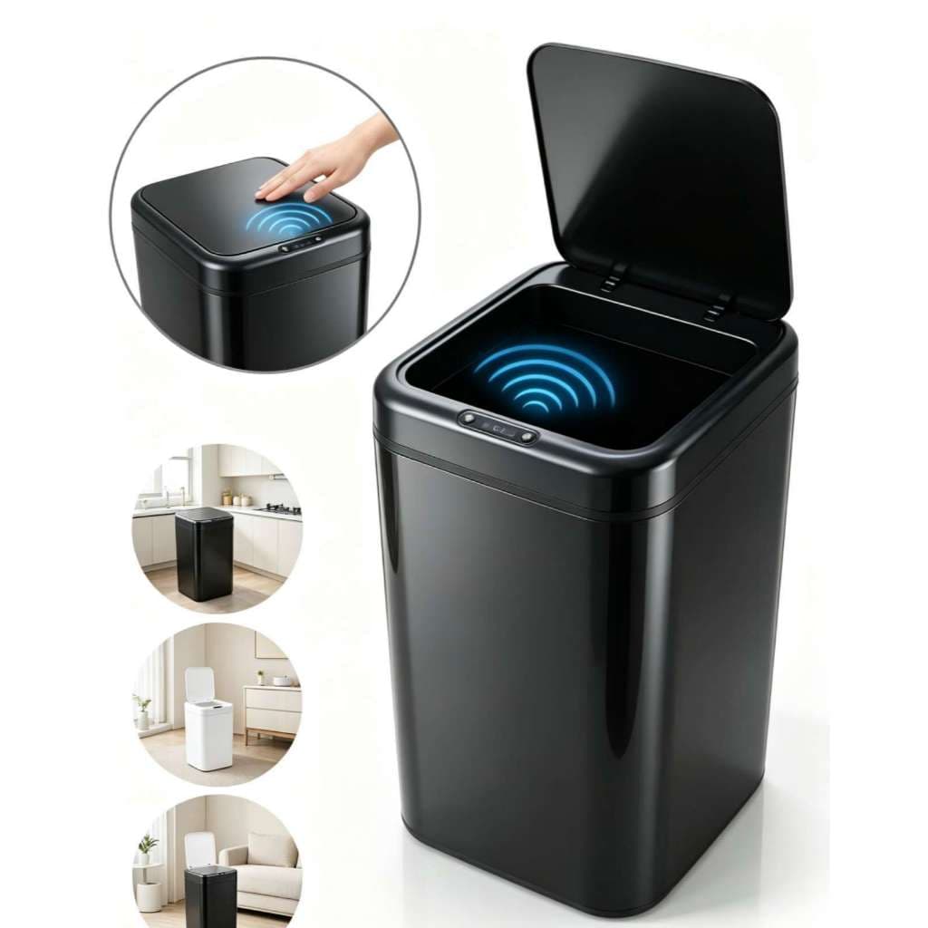 LIXEIRA AUTOMÁTICA SENSOR INTELIGENTE DE 16L ABERTURA SILENCIOSA, A PILHA