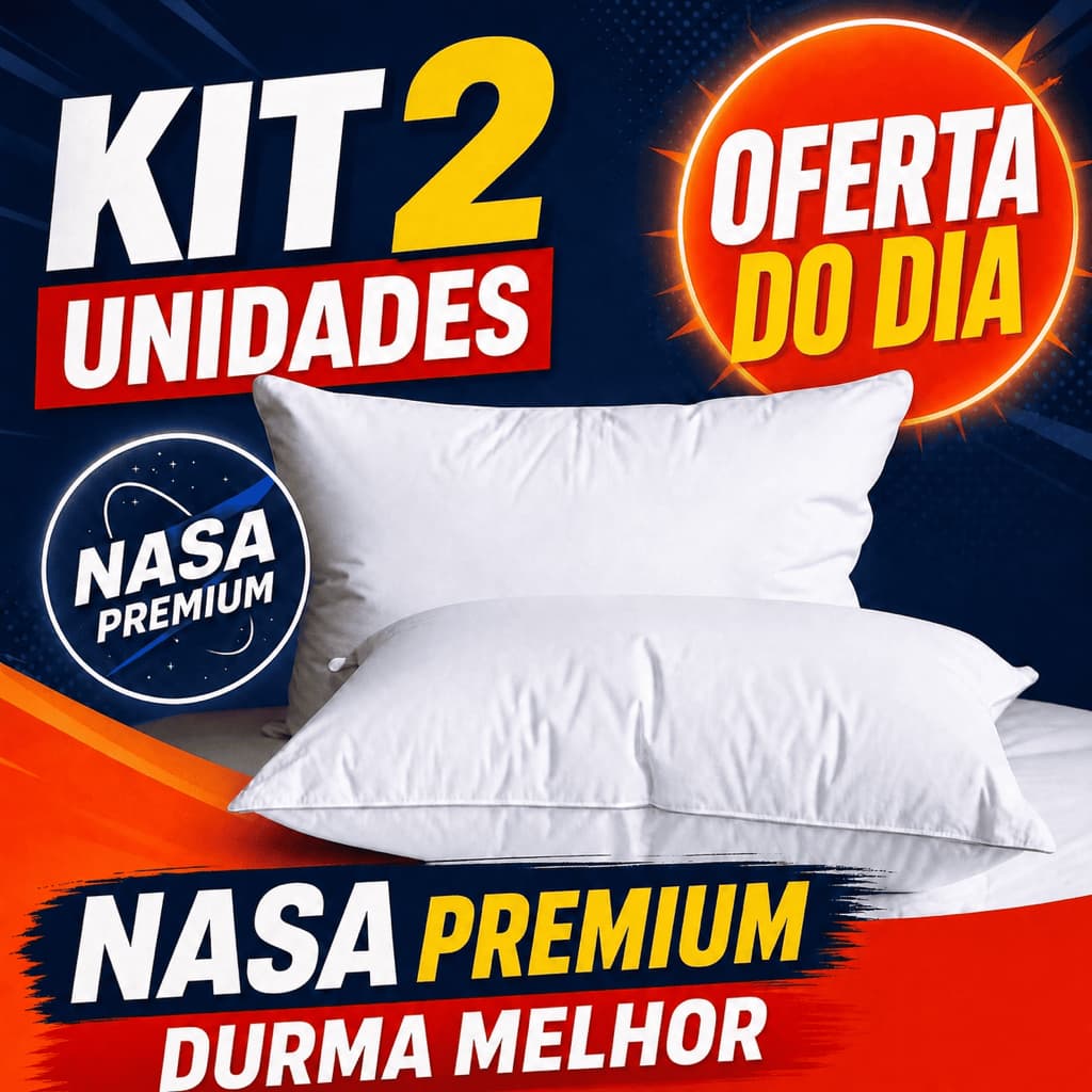Kit 2 Travesseiros Strech Alto Duro Cheio Firme e Macio Astronauta 70x50cm