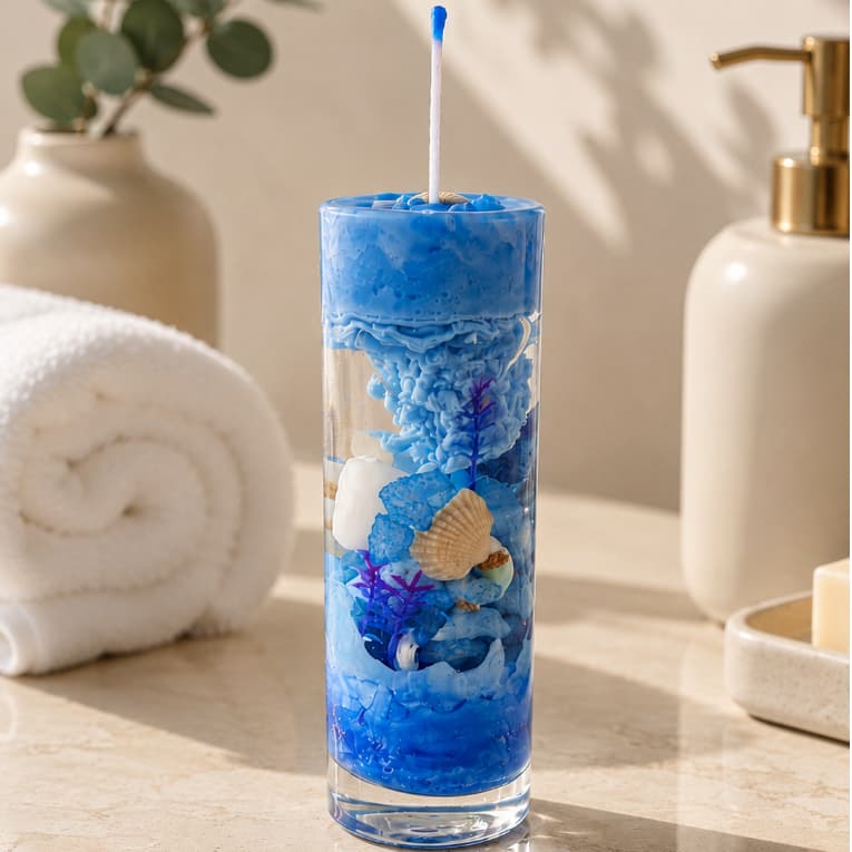 Vela Aquário Vidro Praia Mar Concha Perfumada