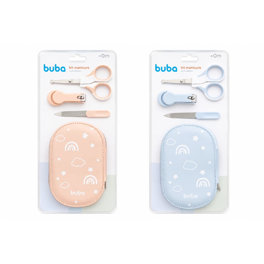 Kit Higiene Cuidado Bebê Recém Nascido Cortador Tesoura Lixa Kit Manicure Bebe Infantil Kit Buba Completo C/ Estojo