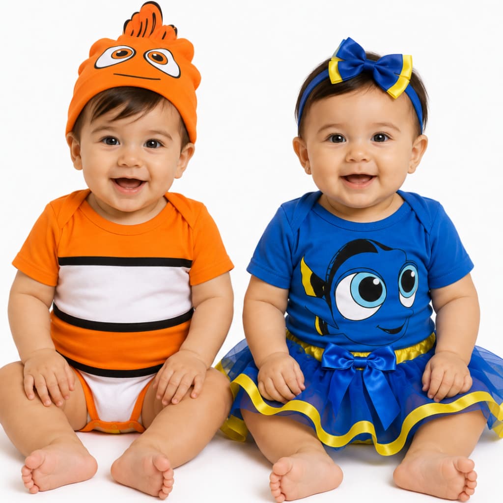 Body Bebe Temático Mêsversario Do Nemo e Dory - Linha Premium100% Algodão