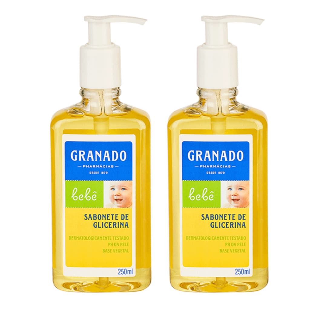 Kit 2x Sabonete Líquido de Glicerina Granado Bebê 250ml  Suave Hidratante e Seguro para Uso Diário