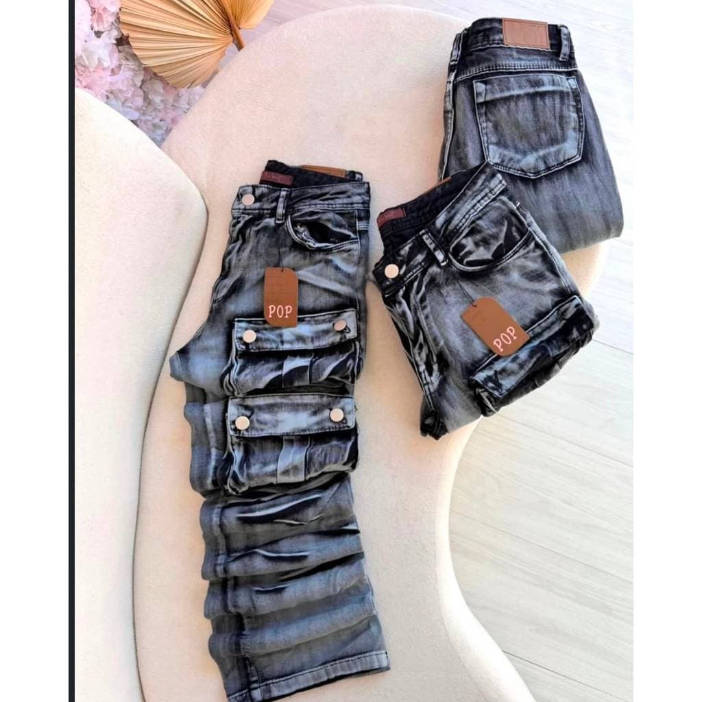 Calça cargo grafite, calça pop cargo