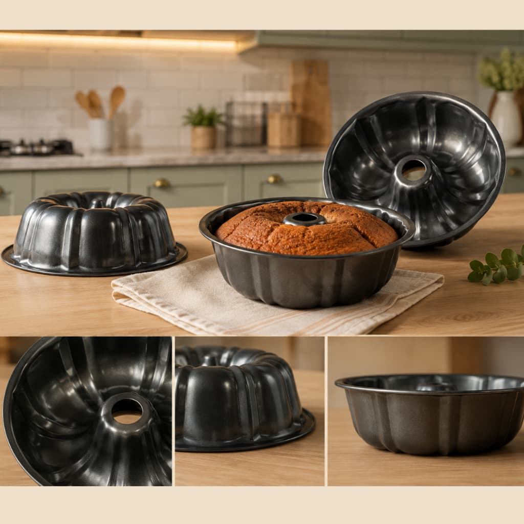 Forma Assadeira com furo no meio para bolo pudim torta com Teflon Antiaderente