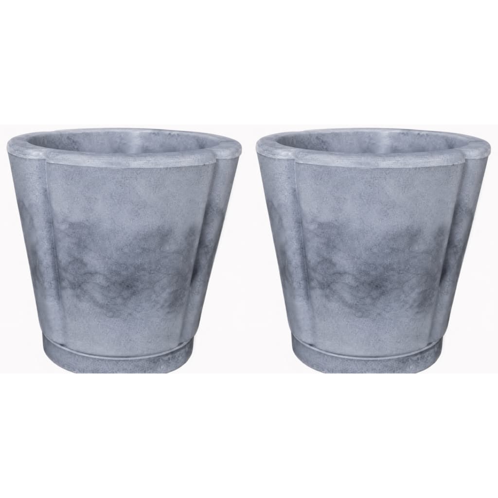 Kit 2 Vasos Para Plantas Cachepô Grego Marmorizado Tamanho M com Prato Coletor - Vaso Decorativo em Polietileno
