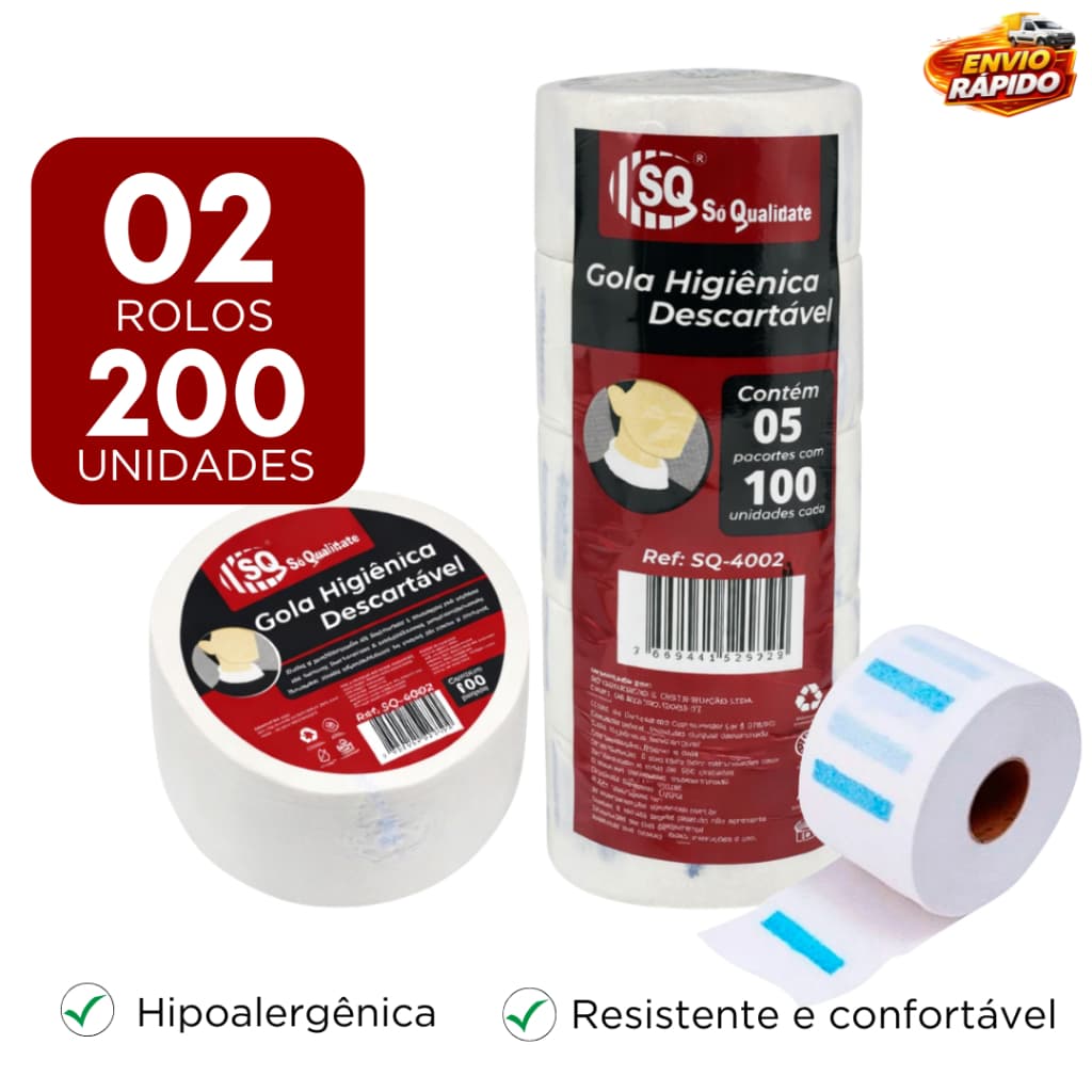 Kit Gola higiênica 2 rolos 200 Unidades Barbearia Cabelereiro Barba Cabelo Barbeiro Qualidade
