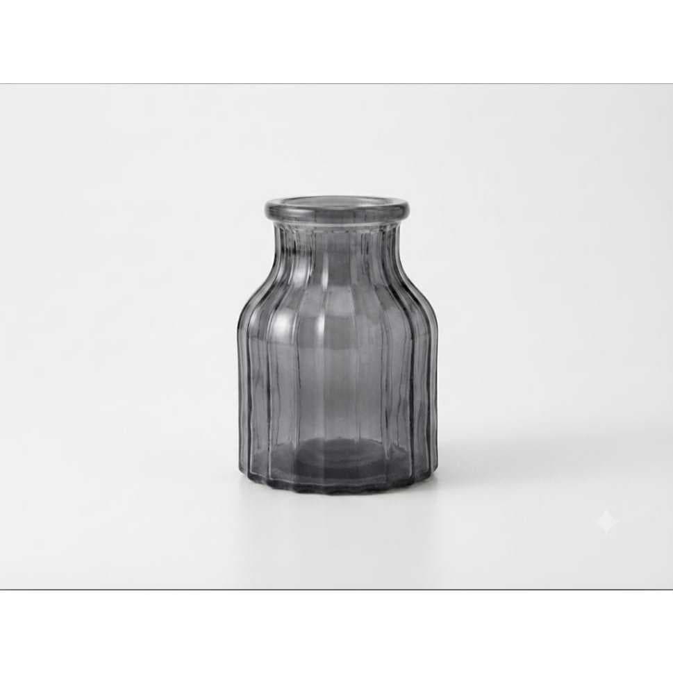 Vaso Canelado Moderno 15cm Vidro Para Flores E Decoração Com Variação de Cores