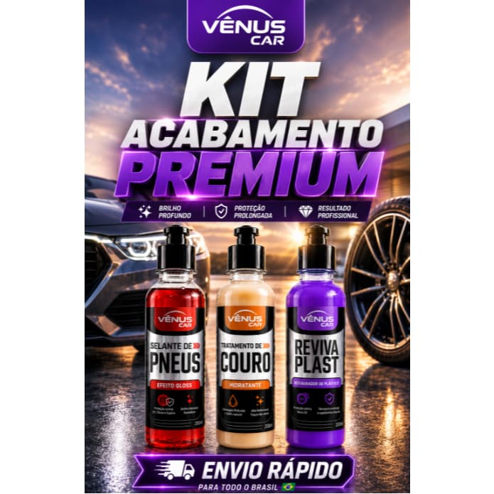 Kit Acabamento Premium – Pretinho + Hidratante de Couro + Restaurador de Plásticos