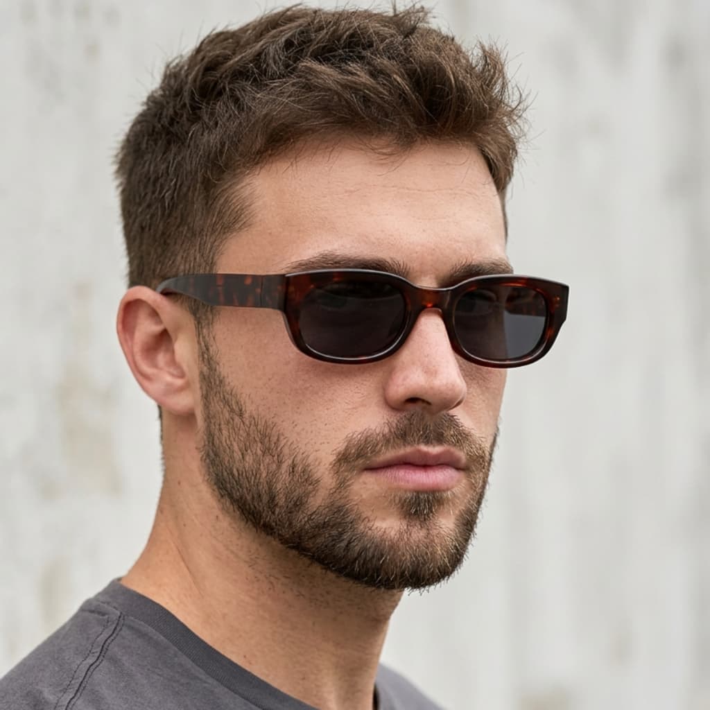 Óculos de Sol Masculino Quadrado Retangular Acetato Retrô Vintage Premium UV400 Casual Clássico Tendência
