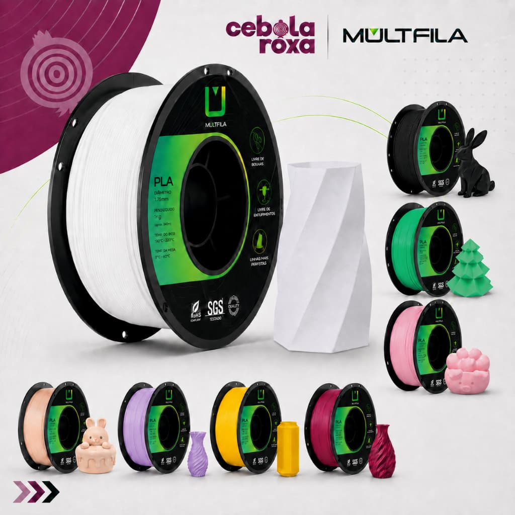 Filamento Multfila PLA 1 kg Multfila para Impressão 3D 1,75 mm Diversas Cores