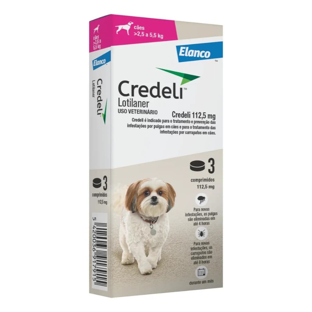 Antipulgas Credeli para Cães 2,5 a 5,5kg 3 Comprimidos
